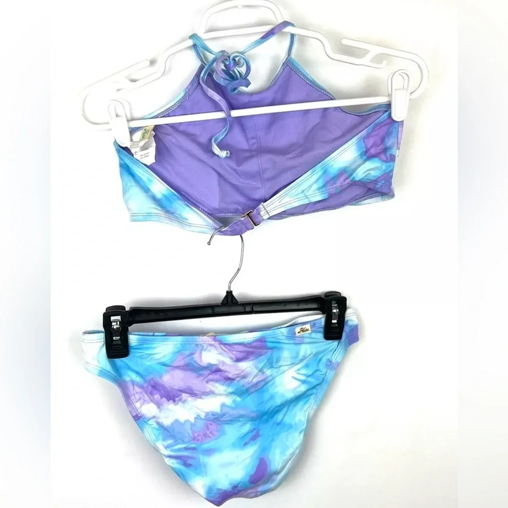 Hobie Girl’s Blue/Purple Tie Dye Two Piece Bikini Swimsuit Set Size 16